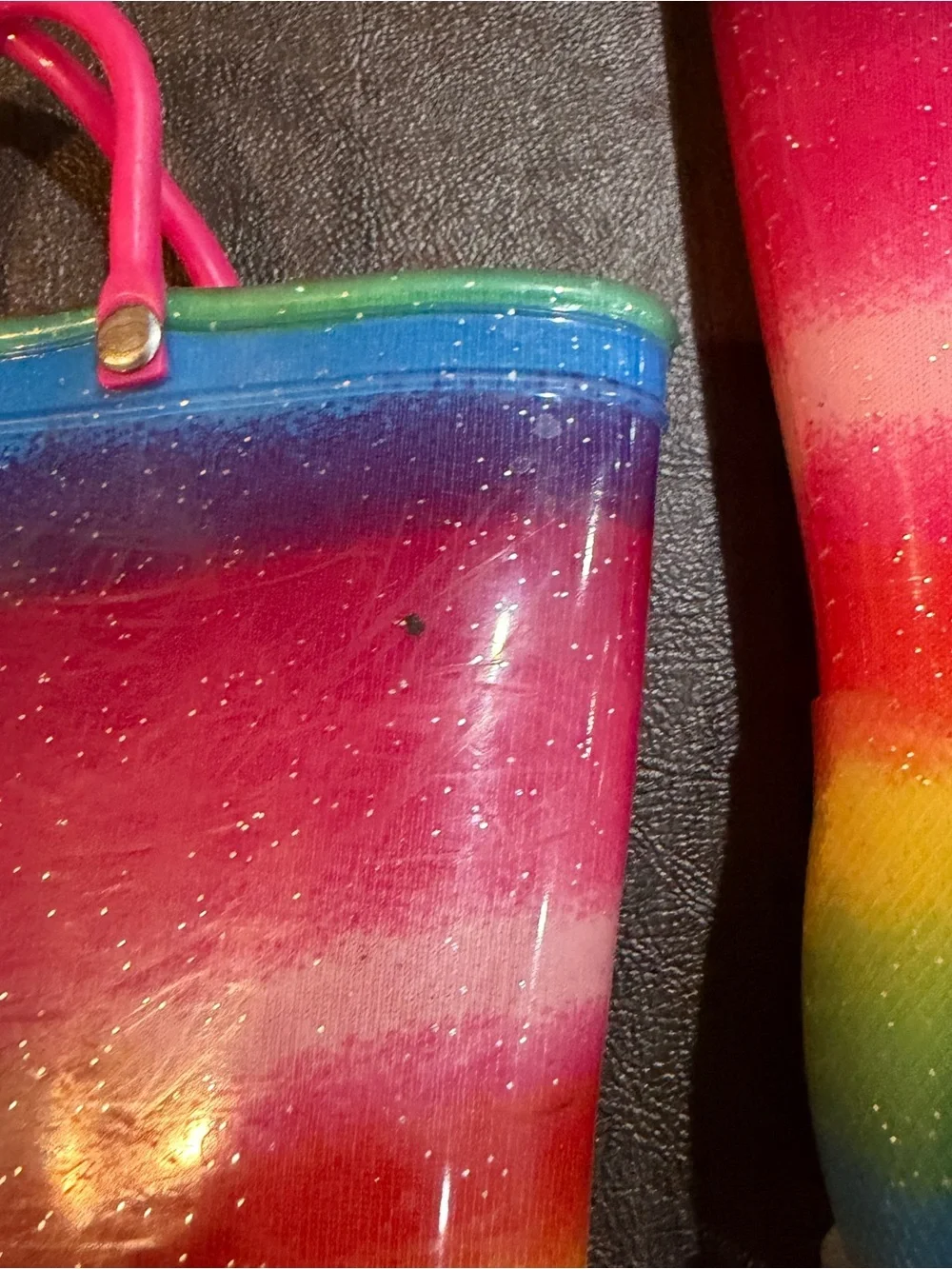 Kids Rainbow Stripe Waterproof Rain Boots - Pink Sz 1